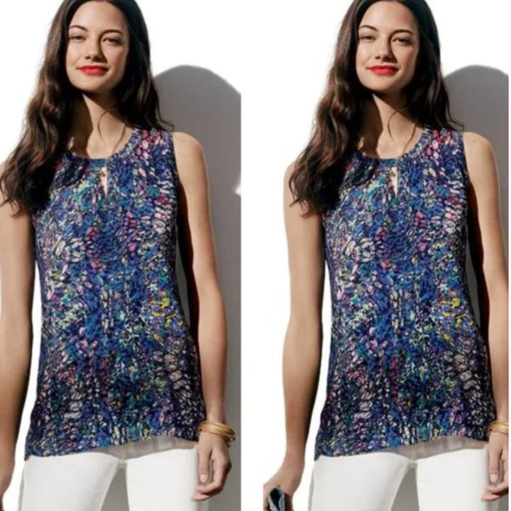 CAbi multi-colored sleeveless top sz XS